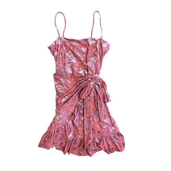 Free People Olivia Velvet Burnout Slip Dress in Dusty Rose Womens Size S - Picture 1 of 10